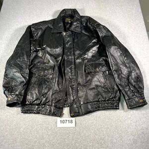 Vintage Leather & Soul Jacket Mens 2XL Black Leather Patchwork Collared Full Zip